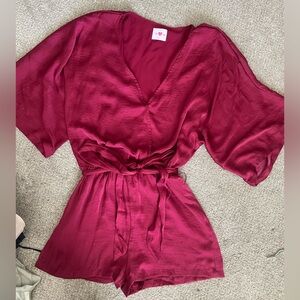 Buddy Love Dark Red silk romper size S